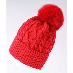 Babyhug Woollen Cap  With Bear Embriodery Purple - Diameter 11 cm