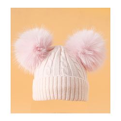 Babyhug Woollen Cap With Cable Knit Design Pink - Diameter 11 cm
