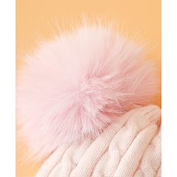Babyhug Woollen Cap With Cable Knit Design Pink - Diameter 11 cm