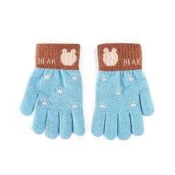 Babyhug Gloves with Bear Design - Light Blue