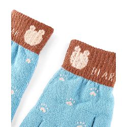 Babyhug Gloves with Bear Design - Light Blue