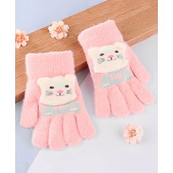 Babyhug Gloves with Bear Design - Light Blue