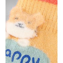 Babyhug Gloves with Puppy Applique - Yellow