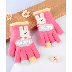 Babyhug Gloves with Puppy Applique - Yellow