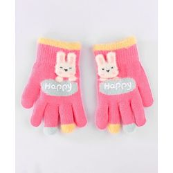 Babyhug Gloves with Puppy Applique - Yellow