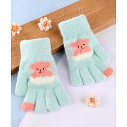 Babyhug Gloves with Bear Design - Sea Green