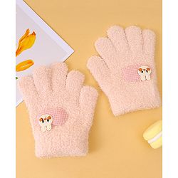 Babyhug Gloves with Patch Detailing - Light Pink