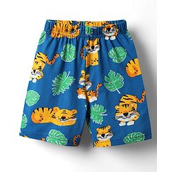 Babyhug Cotton Knit Half Sleeves Co-ords Shorts  Night Suit With Animal Print - Navy Blue