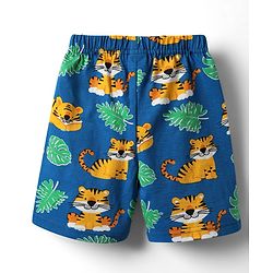 Babyhug Cotton Knit Half Sleeves Co-ords Shorts  Night Suit With Animal Print - Navy Blue