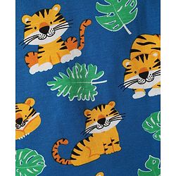 Babyhug Cotton Knit Half Sleeves Co-ords Shorts  Night Suit With Animal Print - Navy Blue