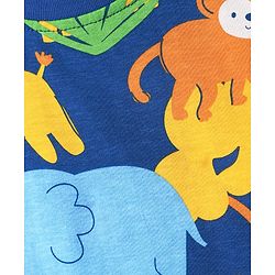 Babyhug Cotton Knit Full Sleeves Co-ord Night Suit With Animal Print - Navy Blue