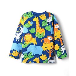 Babyhug Cotton Knit Full Sleeves Co-ord Night Suit With Animal Print - Navy Blue