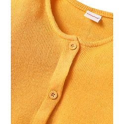 Babyhug Knitted Full Sleeves Solid Front Open Sweater - Yellow