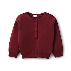 Babyhug Knitted Full Sleeves Solid Front Open Sweater - Yellow