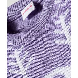 Babyhug Knitted Full Sleeves Sweater Set With Tree Print - Lavender