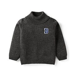 Babyhug Knit Full Sleeves Turtle Neck Pullover Sweater -Charcoal Grey