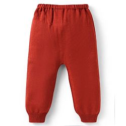 Babyhug Sweater Knit Full Length Regular Fit Solid Woollen Pant - Rust Orange