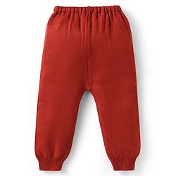Babyhug Sweater Knit Full Length Regular Fit Solid Woollen Pant - Rust Orange