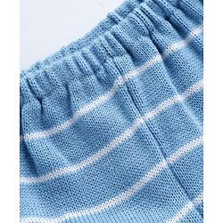 Babyhug Sweater Knit Full Length Regular Fit Striped Woollen Pant - Light Blue