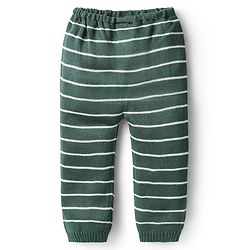 Babyhug Sweater Knit Full Length Regular Fit Striped Woollen Pant - Light Blue