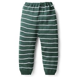Babyhug Sweater Knit Full Length Regular Fit Striped Woollen Pant - Light Blue