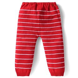 Babyhug Sweater Knit Full Length Regular Fit Striped Woollen Pant - Light Blue