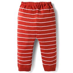 Babyhug Sweater Knit Full Length Regular Fit Striped Woollen Pant - Light Blue
