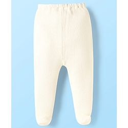 Babyhug Sweater Knit Solid Color Footed Woollen Bootie Leggings - White