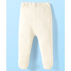 Babyhug Sweater Knit Solid Color Footed Woollen Bootie Leggings - White
