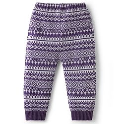 Babyhug Knit Full Length Sweater Knit Pant with Design - Purple