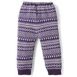 Babyhug Knit Full Length Sweater Knit Pant with Design - Purple