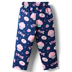 Babyhug Cotton Knit Half Sleeves Co-ords Night Suit with Hearts Print - Navy Blue