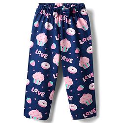 Babyhug Cotton Knit Half Sleeves Co-ords Night Suit with Hearts Print - Navy Blue