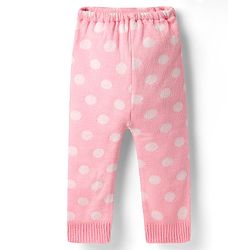 Babyhug Sweater Knit Full Length Woollen Bottom With Polka Dot Print - Pink