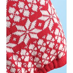 Babyhug Sweater Knit Full Length Leggings with Floral Print - Red