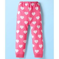 Babyhug Sweater Knit Full Length Woollen Pant with Heart Design - Pink