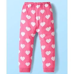 Babyhug Sweater Knit Full Length Woollen Pant with Heart Design - Pink