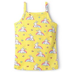 Babyhug 100% Cotton Single Jersey Knit Slips with Bunny & Heart Print Pack of 3 - Yellow Pink & Blue