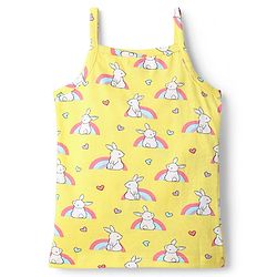 Babyhug 100% Cotton Single Jersey Knit Slips with Bunny & Heart Print Pack of 3 - Yellow Pink & Blue