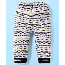 Babyhug Knit Full Length Woollen Pant with Design - Navy Blue & White