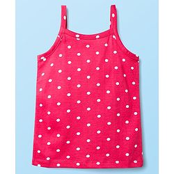 Babyhug 100% Cotton Single Jersey Knit Sleeveless Slips With Polka Dots & Tropical Theme Print Pack Of 3 - Pink White & Yellow