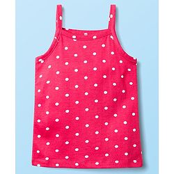 Babyhug 100% Cotton Single Jersey Knit Sleeveless Slips With Polka Dots & Tropical Theme Print Pack Of 3 - Pink White & Yellow