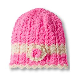 Babyhug Full Raglan Sleeves Crochet Hand-Knit Woollen Dress with Colour Floral Applique Block Design & Cap - Pink