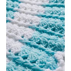 Babyhug Full Raglan Sleeves Crochet Hand-Knit Woollen Dress with Colour Block Design & Cap - Aqua Blue