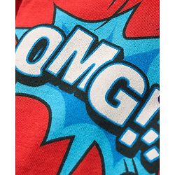 Babyhug Full Sleeves Co-ords Night Suit With Text Print - Red