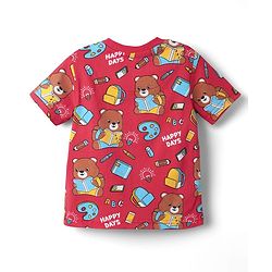Babyhug Cotton Knit Half Sleeves Co-ords  Night Suit With Bear Print - Red