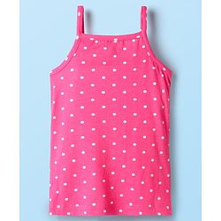 Babyhug 100% Cotton Single Jersey Knit Sleeveless Slips With Floral & Polka Dot Print Pack Of 3 - Pink White & Purple