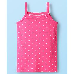Babyhug 100% Cotton Single Jersey Knit Sleeveless Slips With Floral & Polka Dot Print Pack Of 3 - Pink White & Purple