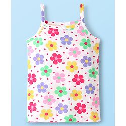 Babyhug 100% Cotton Single Jersey Knit Sleeveless Slips With Floral & Polka Dot Print Pack Of 3 - Pink White & Purple