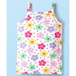 Babyhug 100% Cotton Single Jersey Knit Sleeveless Slips With Floral & Polka Dot Print Pack Of 3 - Pink White & Purple